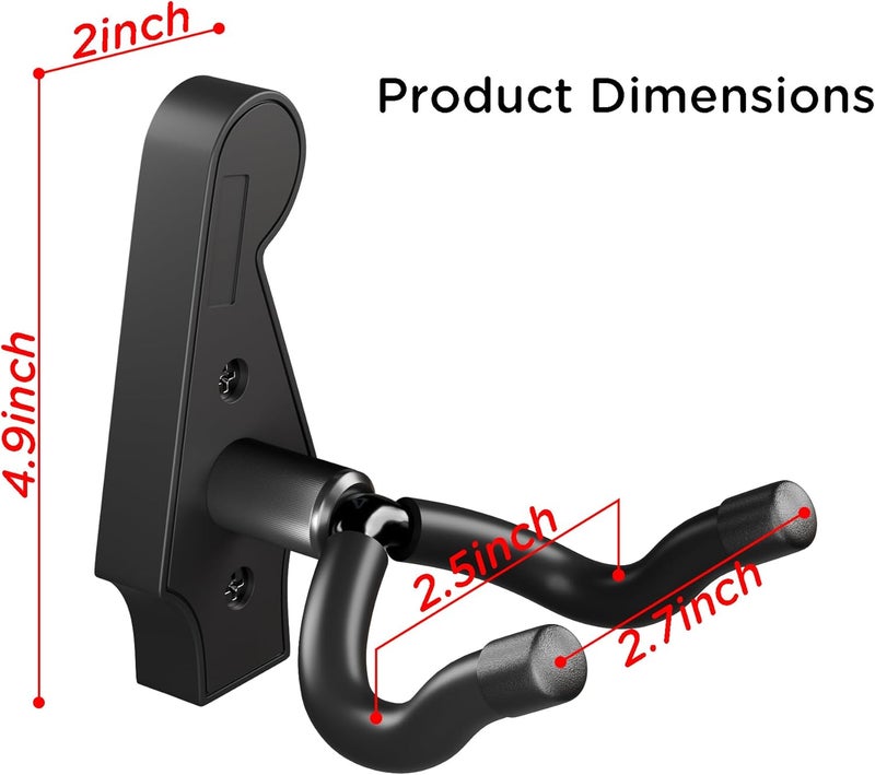 DIDA Guitar Wall Mount - U-Shape Guitar Wall Hangers, Guitar Accessories with 5 Guitar Picks, Guitar Wall Mount Hanger for Acoustic Guitar, Electric Guitar, Banjo, Bass, Mandolin (Style A-Black) - Image 5